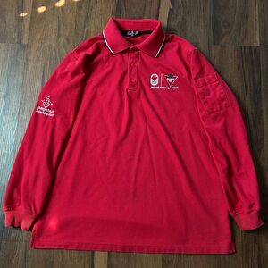 Canadian Tire Olympic Crest Polo Long Sleeve Shirt Medium Olympics Workwear Red